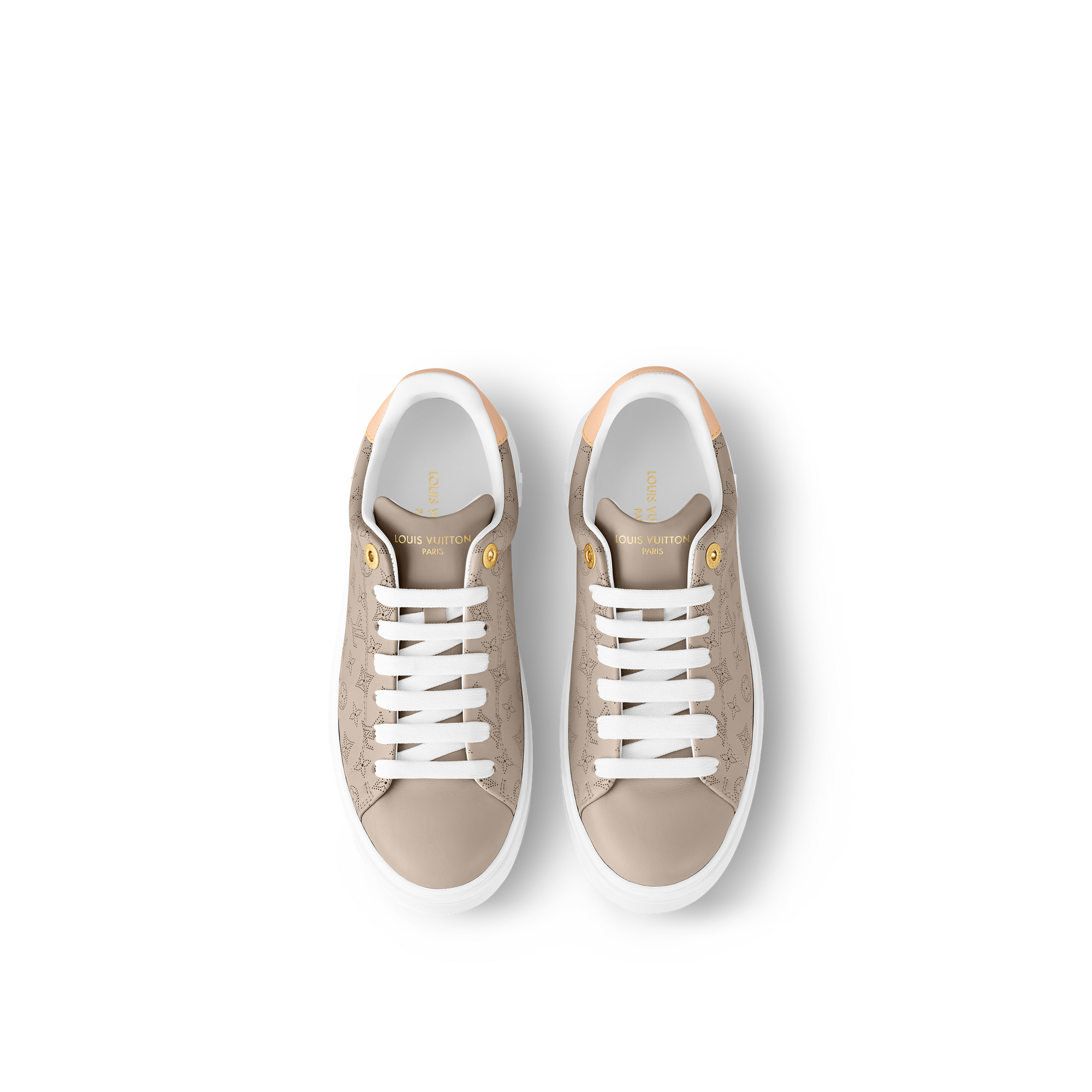 Louis vuitton white deals and gold sneakers